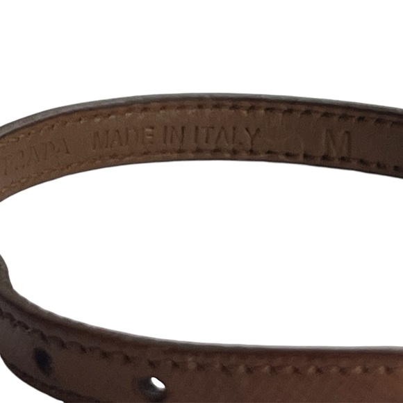 PRADA Buckle Closure Saffiano Leather Bracelet Gold Tone Medium Size - Picture 7 of 9